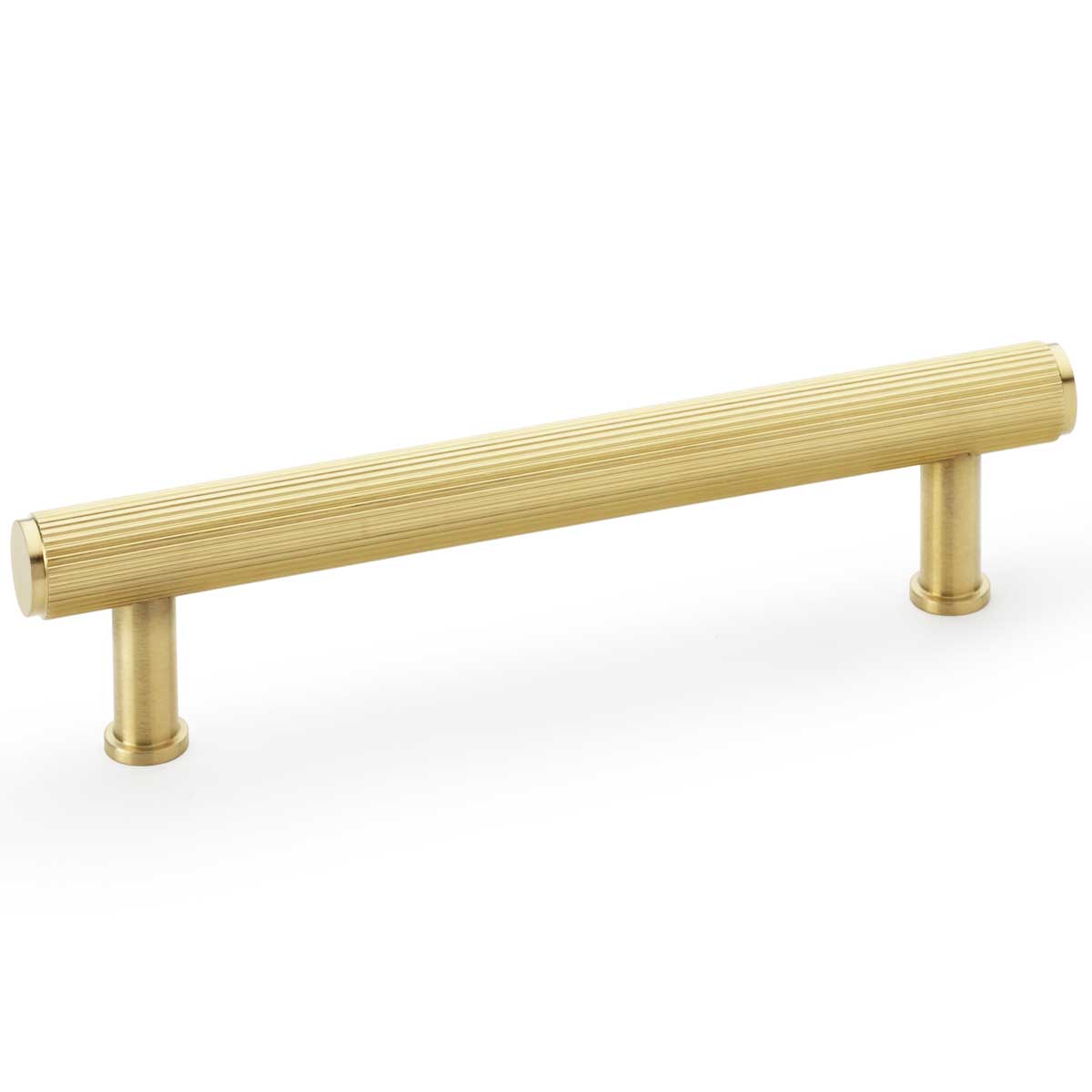 Carlisle Brass Crispin Reeded T-Bar Solid Brass Pull Handle, Satin Brass, 128Mm