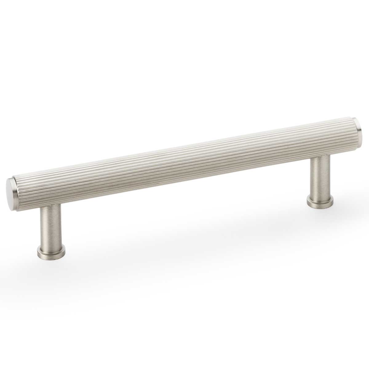 Carlisle Brass Crispin Reeded T-Bar Solid Brass Pull Handle, Satin Nickel, 160Mm.