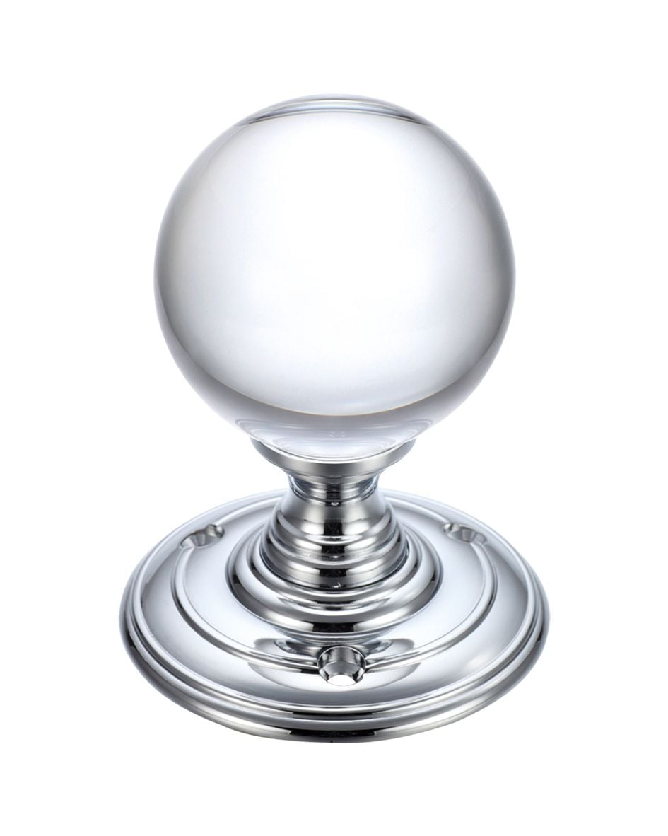 Zoo Xd25 Clear Glass Internal Door Knob, Polished Chrome