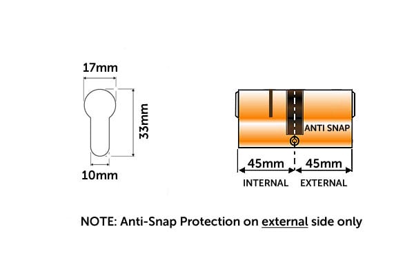 Diagram Image for DL30 Yale Platinum Euro Cylinder 3 Star 45/45(AS)