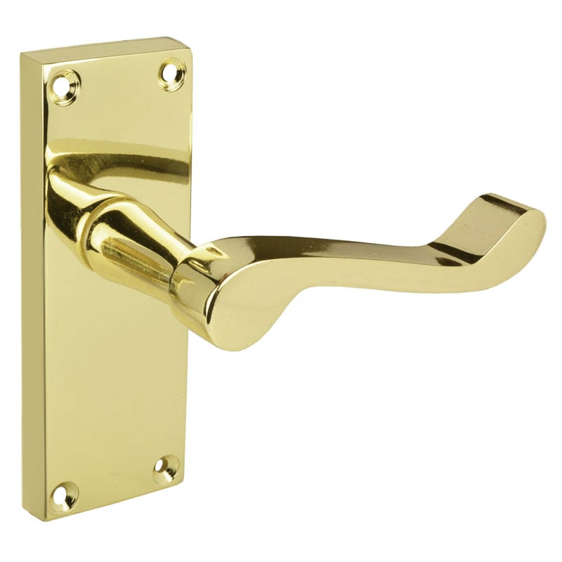 Handlestore Z06 Brass Victorian Scroll Internal Door Handles, Latch, 120 X 42Mm