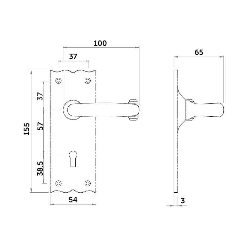 Diagram Image for Z137 Black Antique Lock Door Handle
