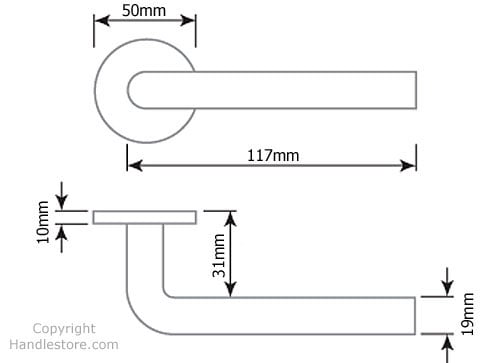 Diagram Image for Z14 T-Bar Lever Rose Door Handle