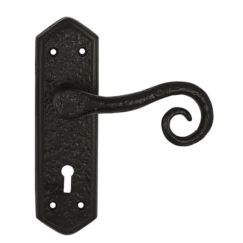 Frelan Black Z141 Tudor Antique Monkey Tail Locking Door Handles