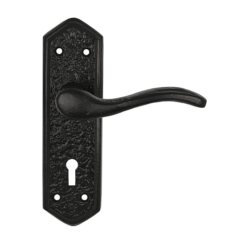 Frelan Black Z144 Tudor Antique Wentworth Locking Door Handles