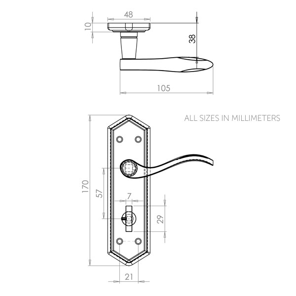 Black Antique Scroll Bathroom Door Handle