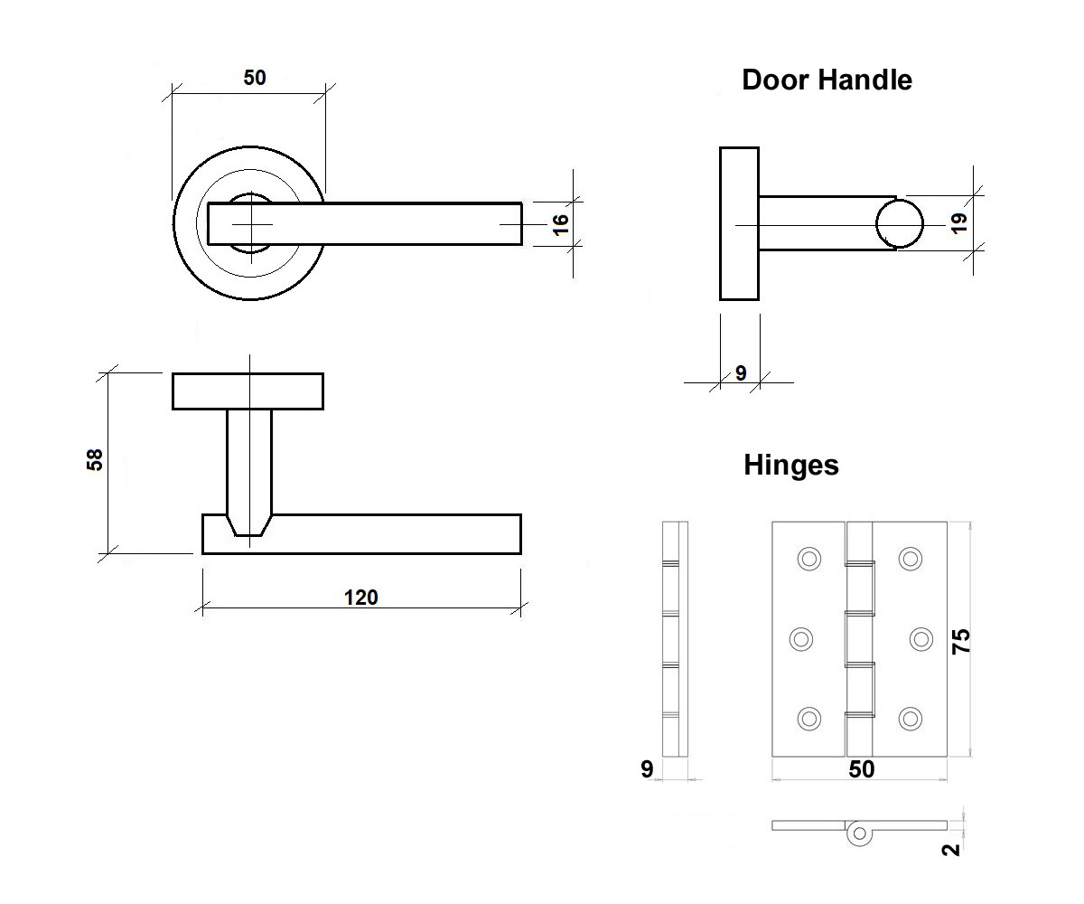 Diagram Image for Z14 Black Door Handles T-Bar Lever on Round Rose - Door Pack