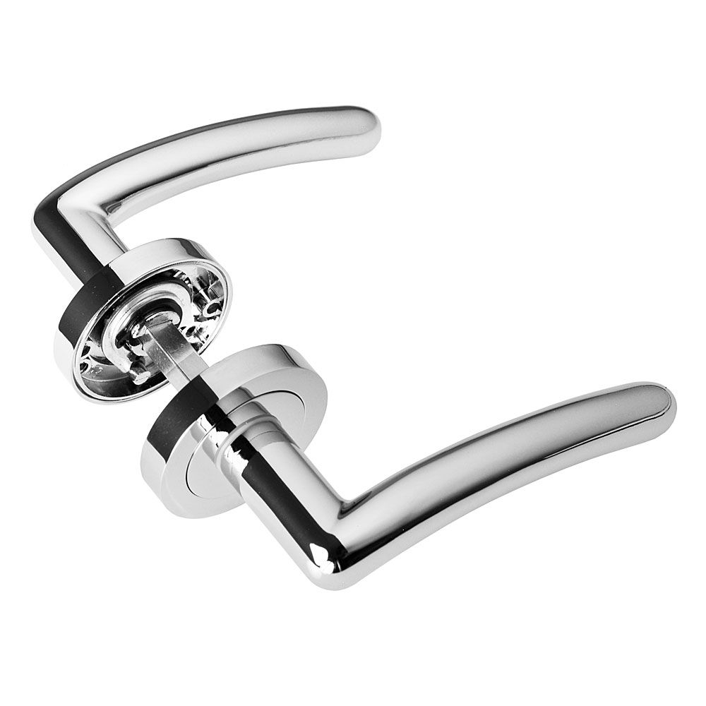 Handlestore Z16 Curved Chrome Internal Door Handles, Lever Rose,
