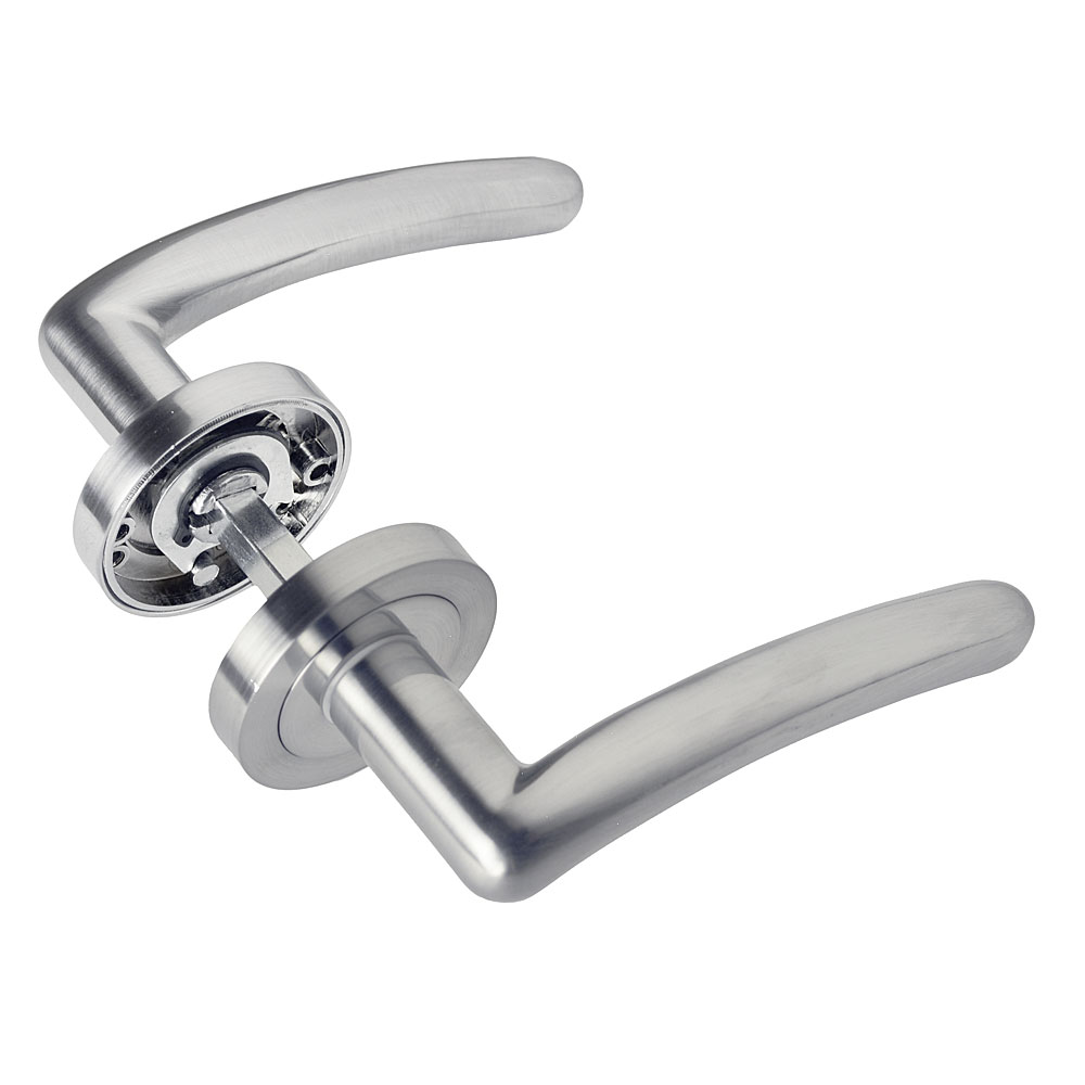Handlestore Silver Z16 Curved Internal Door Handles, Lever Rose,
