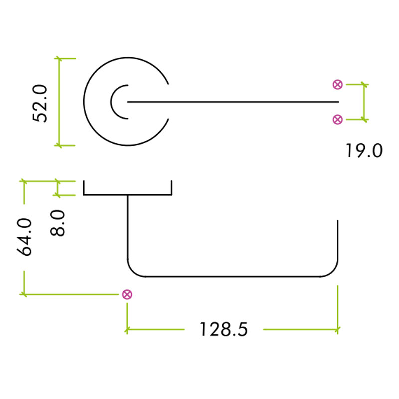 Diagram Image for Z400 RTD Lever Rose Aluminium Door Handle
