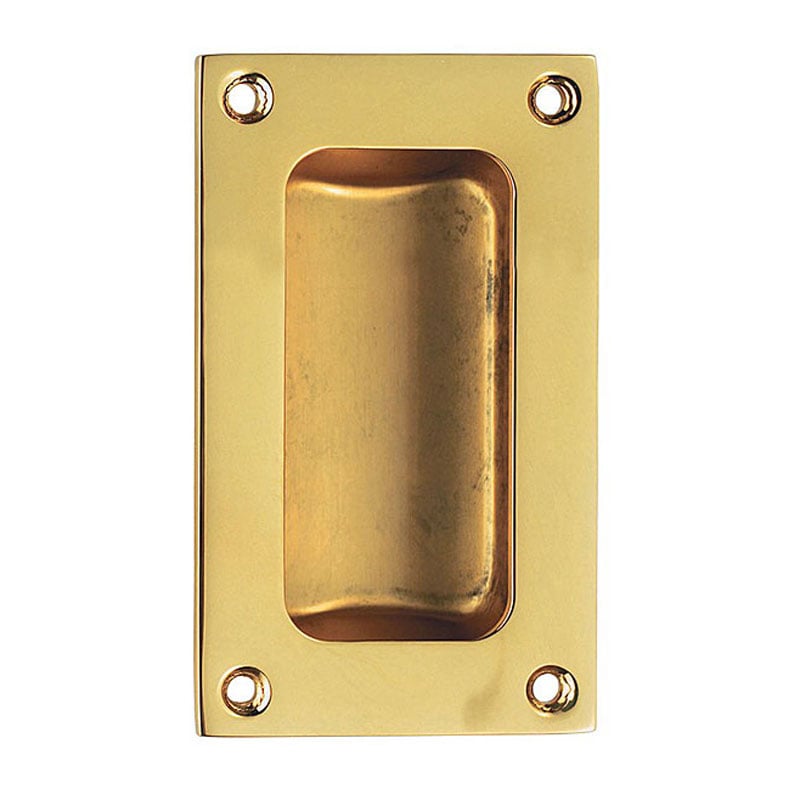 Frelan Polished Brass 75Mm Rectangluar Flush Sliding Door Handles