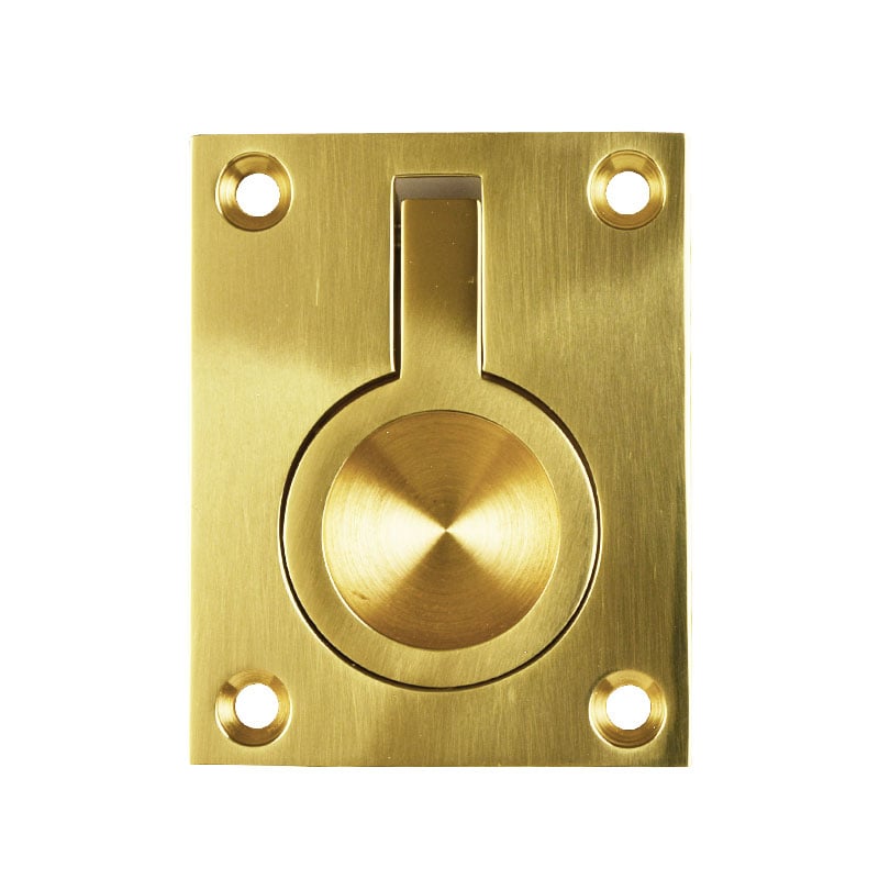 Frelan 50Mm Ring Pull Flush Sliding Door Handles - Polished Brass