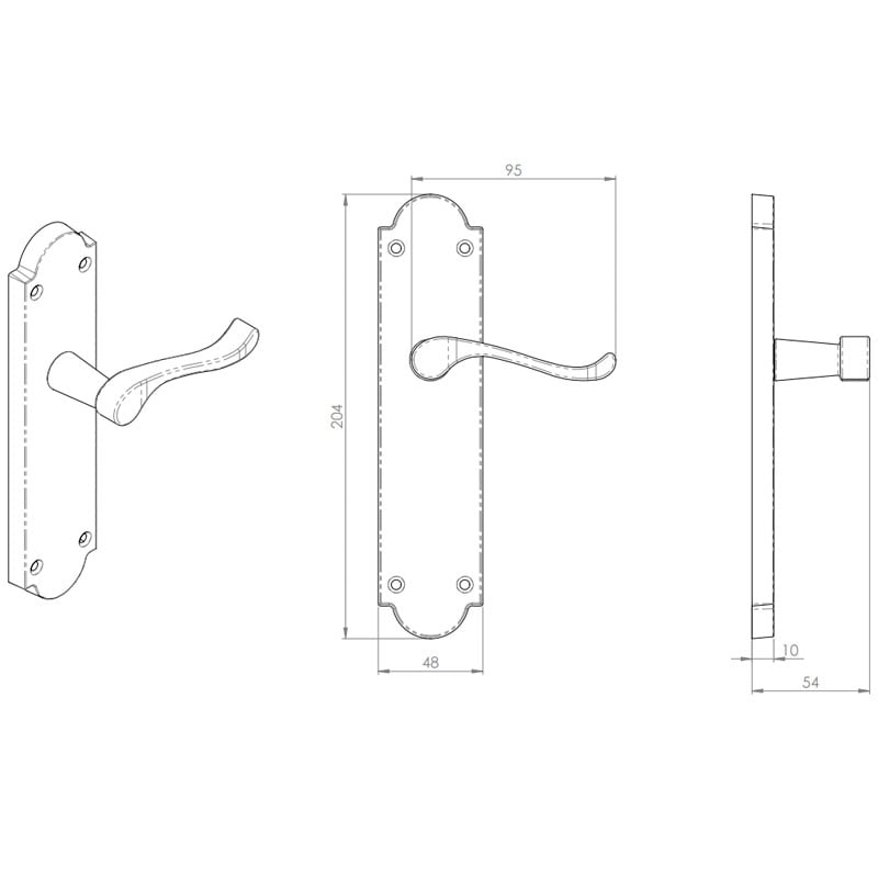 Diagram Image for Z616 Victorian Lever Latch Solid Brass Door Handle
