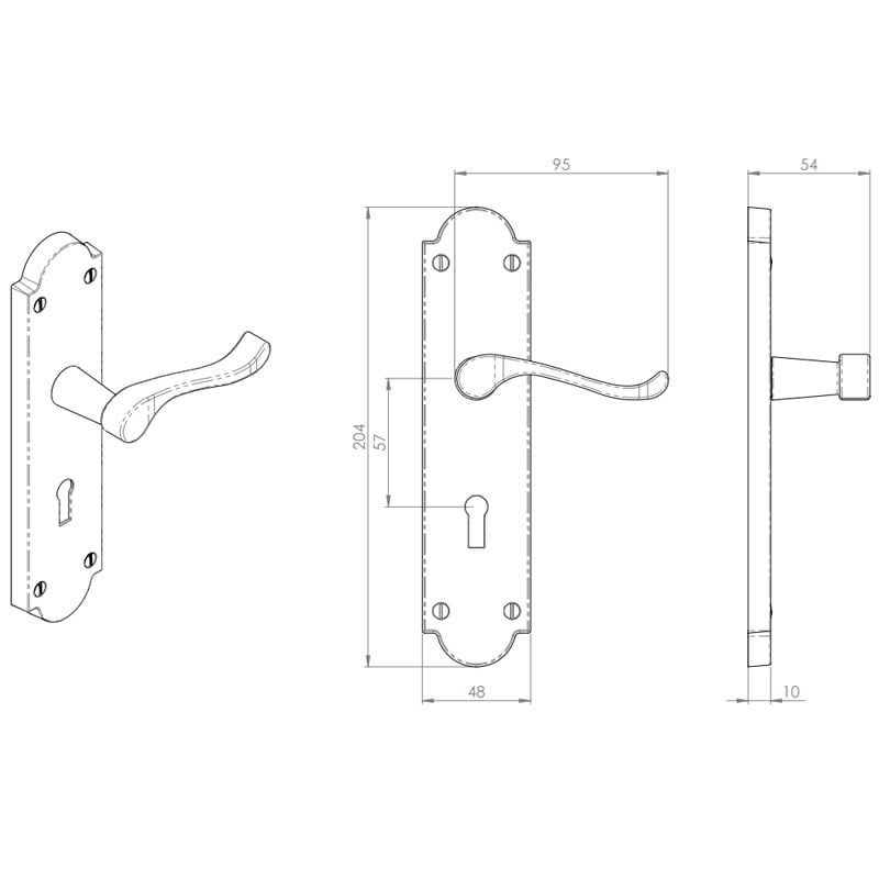 Diagram Image for Z617 Victorian Lever Lock Solid Brass Door Handle