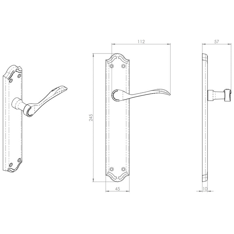 Diagram Image for Z619 Madrid Lever Latch Solid Brass Door Handle