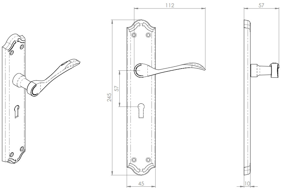 Diagram Image for Z620 Madrid Lever Lock Solid Brass Door Handle