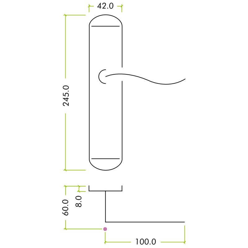 Diagram Image for Z622 Arundel Lever Latch Solid Brass Door Handle