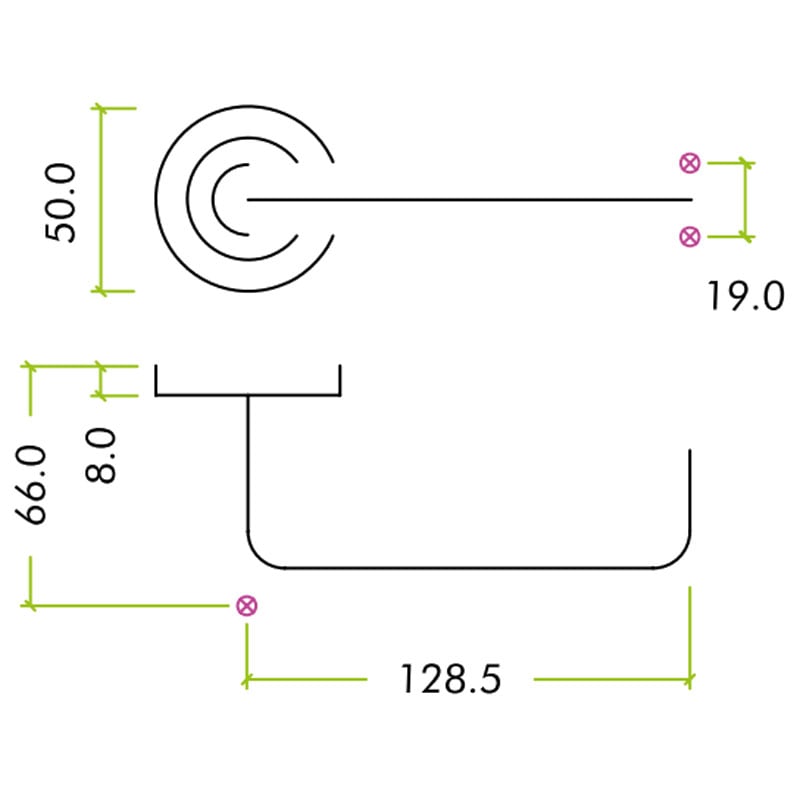 Diagram Image for Z626 RTD Lever Rose Solid Brass Door Handle