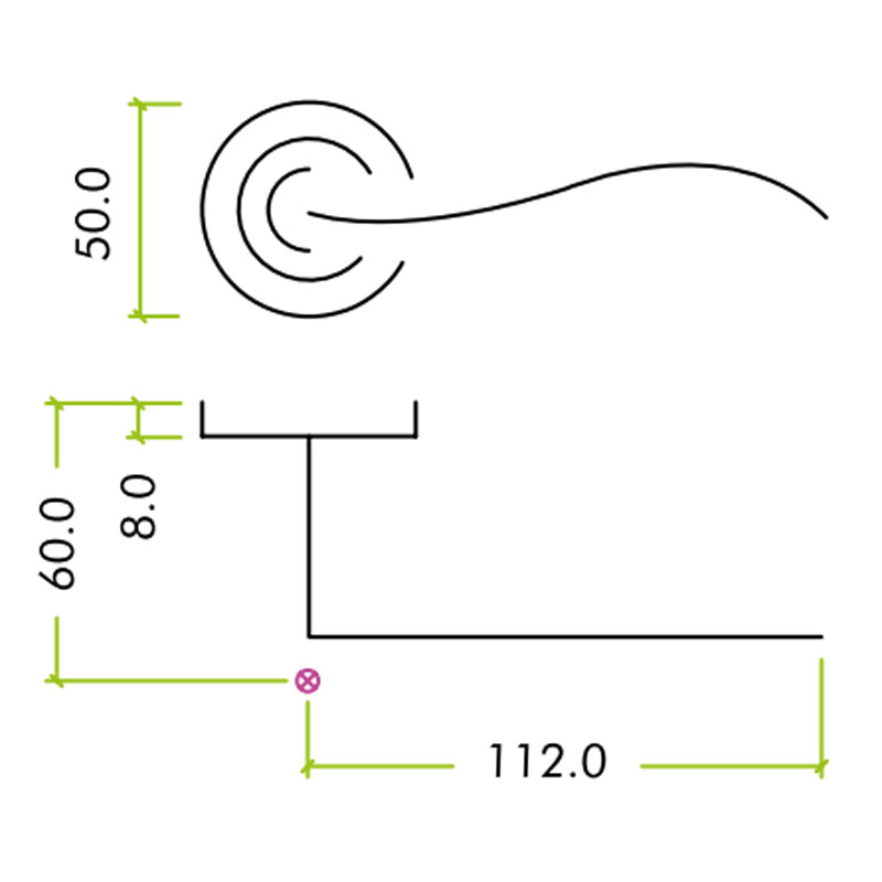 Diagram Image for Z627 Imola Lever Rose Solid Brass Door Handle