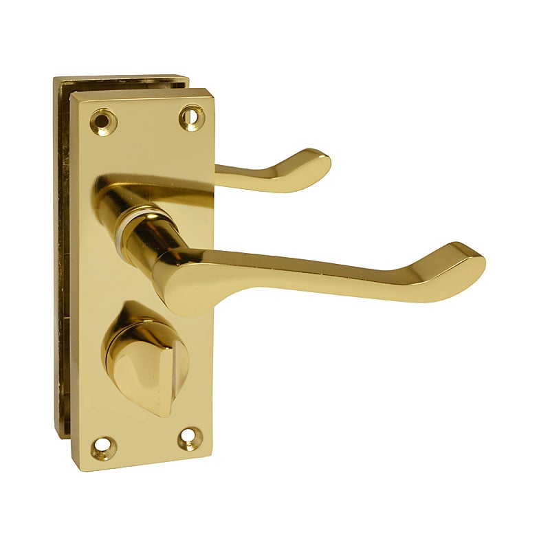 Z206 Brass Victorian Scroll Privacy Internal Door Handles, 120 x 42mm