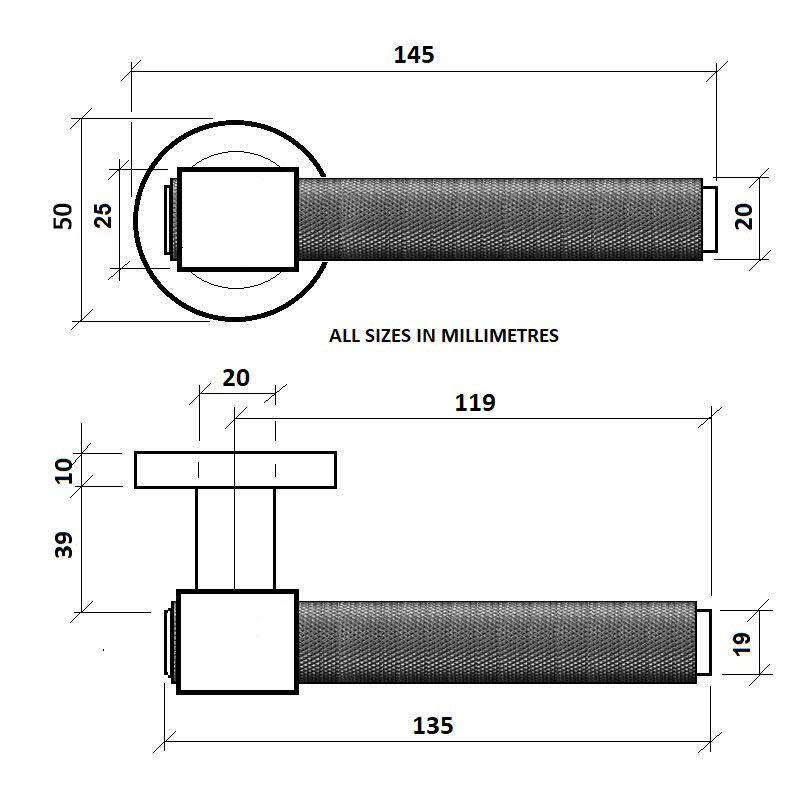 Z721 Knurled Lever Collar Door Handle Handlestore