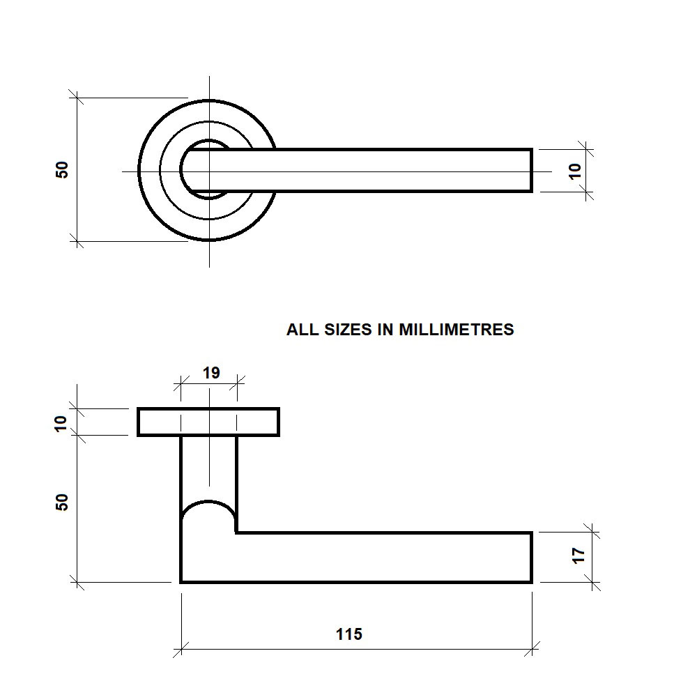 Diagram Image for Z747 Lever Rose Door Handle - Black Door Pack
