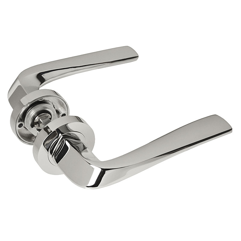 Handlestore Z749 Lever Rose Polished Chrome Door Handles, Twirl Quad Lever Design