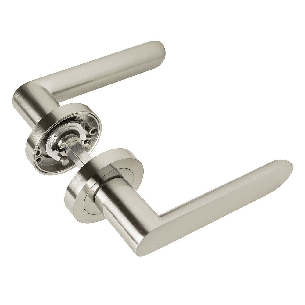 Handlestore Z750 Lever Rose Door Handle, High Quality Satin Nickel Finish
