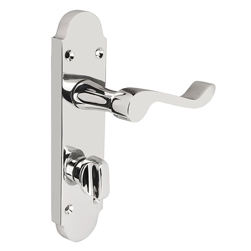 Z77 Shaped Scroll Chrome Bathroom Interior Door Handles, 168 x 42mm