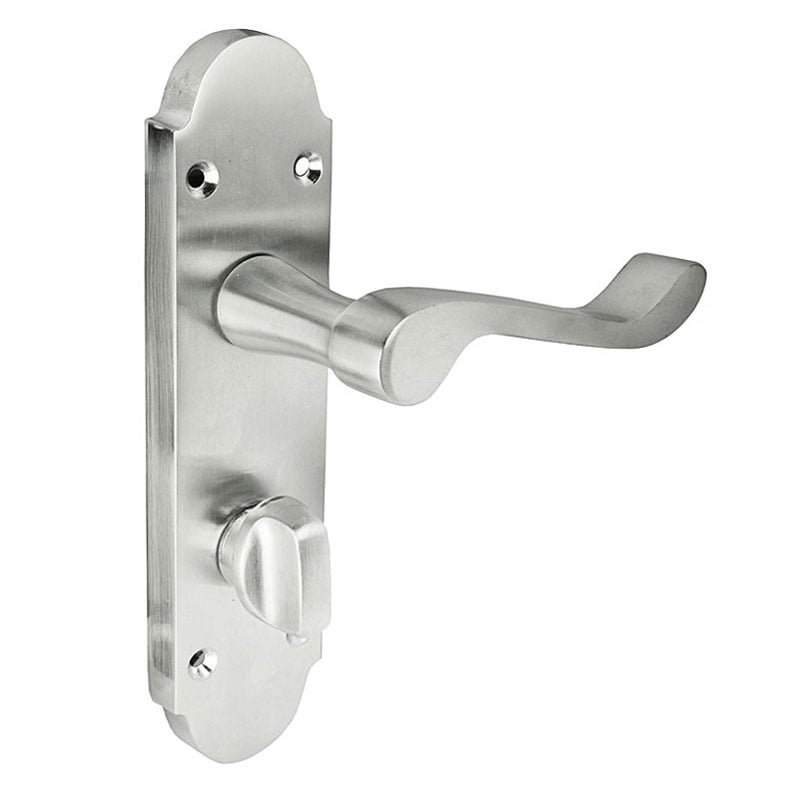 Z77 Shaped Scroll Silver Bathroom Interior Door Handles, 168 x 42mm