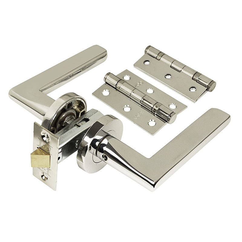Z81 Venice Lever Rose Interior Door Handle Packs, Chrome, 2.5" Latch