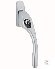 Mila cranked Prostyle espag window handle in a brushed steel finish